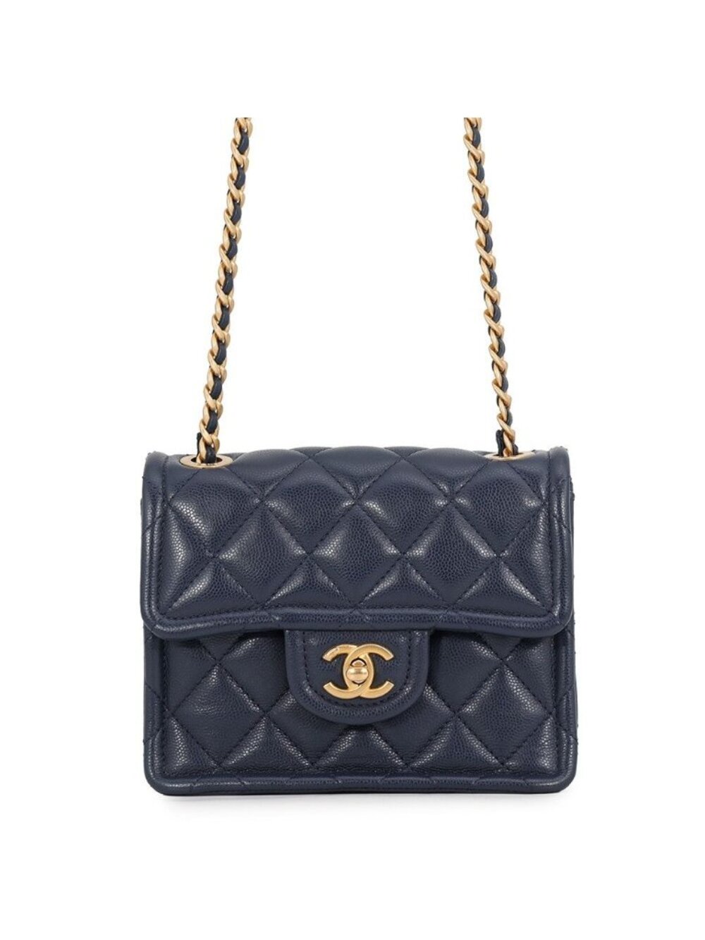 Chanel Chain Shoulder Bag Mini Quilted CC Logo Caviar Leather